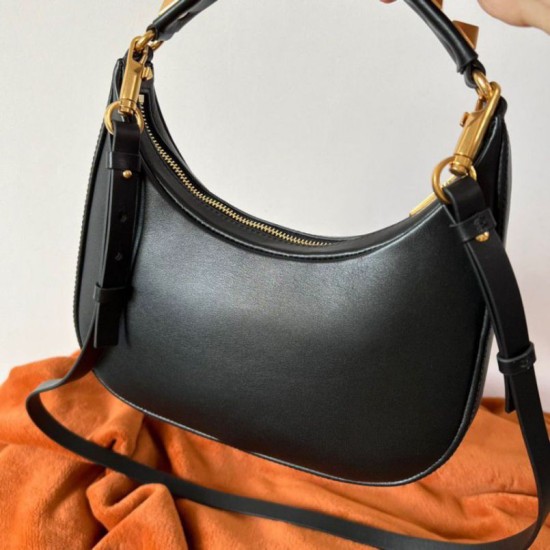 Replica Perfette Valentino Stud Sign Hobo Borsa Nero Vitello imitazioni