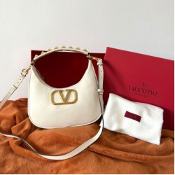 Replica Perfette Valentino Stud Sign Hobo Borse  Bianco Vitello imitazioni