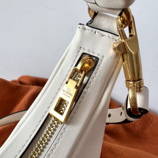 Valentino Stud Sign Hobo Borse Replica Bianco Vitello qualità specchio Replica Perfette Valentino Stud Sign Hobo Borse Bianco Vitello imitazioni