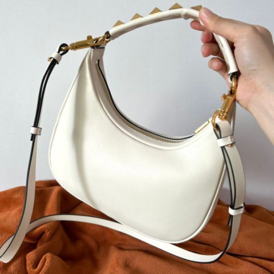 Valentino Stud Sign Hobo Borse Replica Bianco Vitello qualità specchio Replica Perfette Valentino Stud Sign Hobo Borse Bianco Vitello imitazioni