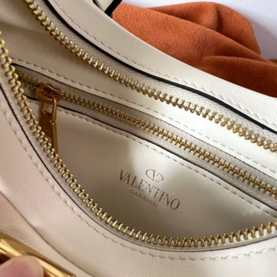 Valentino Stud Sign Hobo Borse Replica Bianco Vitello qualità specchio Replica Perfette Valentino Stud Sign Hobo Borse Bianco Vitello imitazioni