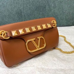 Replica Perfette Valentino Stud Sign Borse a tracolla Marrone Nappa imitazioni