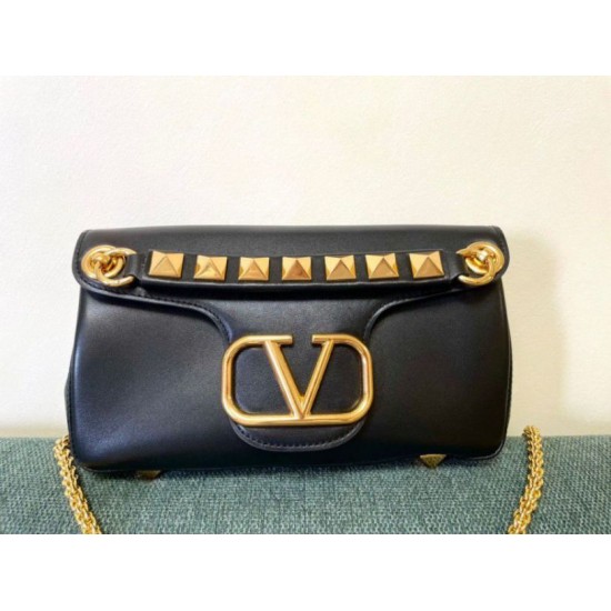 Valentino Stud Sign Borse a tracolla Nero Nappa Replica Replica Perfette Valentino Stud Sign Borse a tracolla Nero Nappa imitazioni