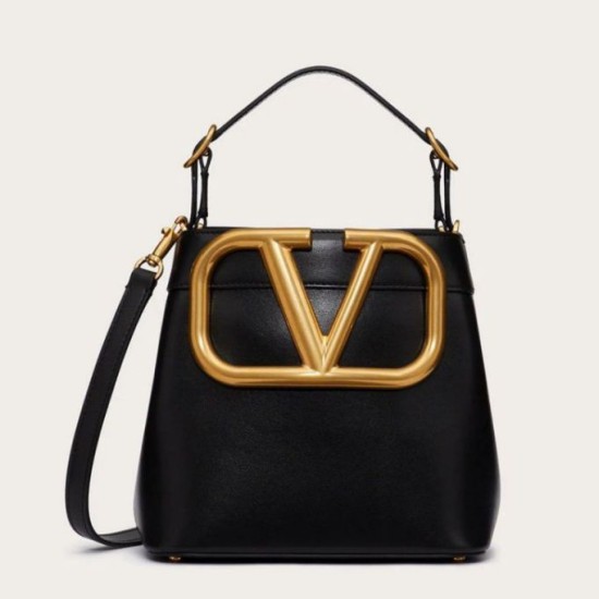 Valentino Supervee Top Handle Borse Firmate Replica Nero Vitello qualità specchio Replica Perfette Valentino Supervee Top Handle Borse Firmate Nero Vitello imitazioni