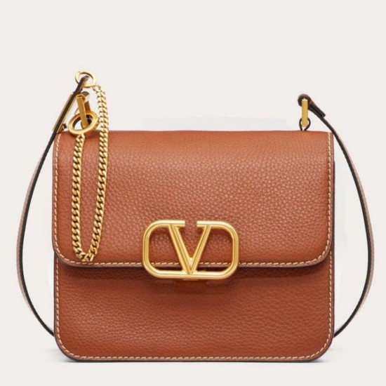Replica fedele Valentino Vsling Grande Borse a tracolla Marrone Vitello Granulato Riproduzione Fedele fedele Valentino Vsling Grande Borse a tracolla Marrone Vitello Granulato imitazioni