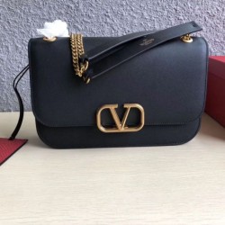 Replica Perfette fedele Valentino Medium Vlock Borse a tracolla Nero Vitello imitazioni