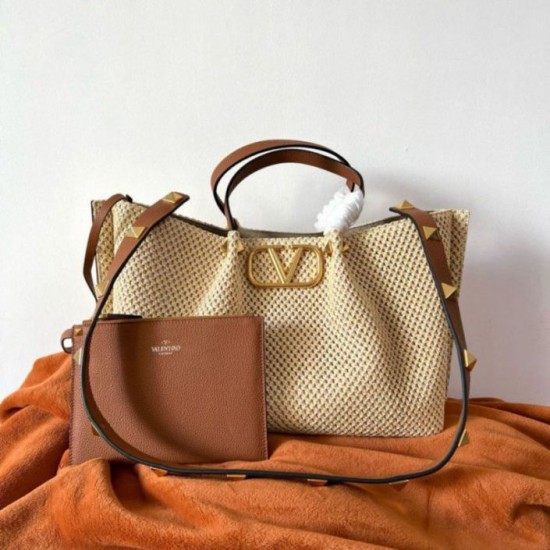 Replica Perfette Valentino Garavani Medium Straw Summer Tote Bora Pari imitazioni