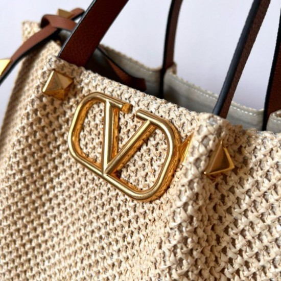 Replica Perfette Valentino Garavani Medium Straw Summer Tote Bora Pari imitazioni