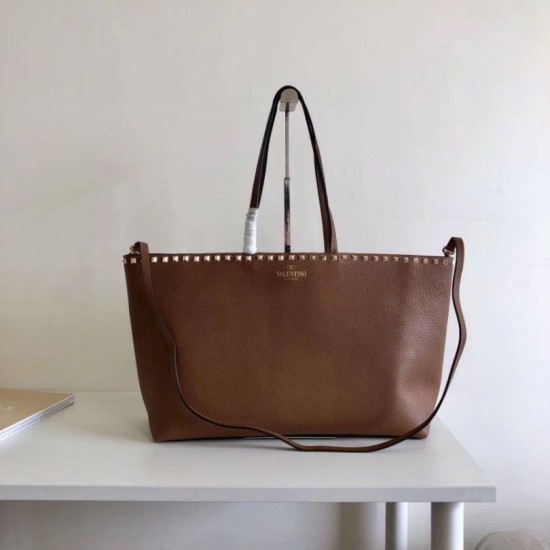 Replica Valentino Rockstud Shopping Bora Pari Grande Marrone Riproduzione Fedele Valentino Rockstud Shopping Bora Pari replica Grande Marrone imitazioni