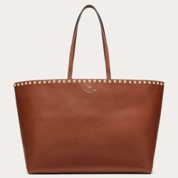 Riproduzione Fedele Valentino Rockstud Shopping Bora Pari replica Grande Marrone imitazioni