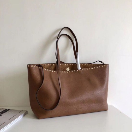 Replica Valentino Rockstud Shopping Bora Pari Grande Marrone Riproduzione Fedele Valentino Rockstud Shopping Bora Pari replica Grande Marrone imitazioni