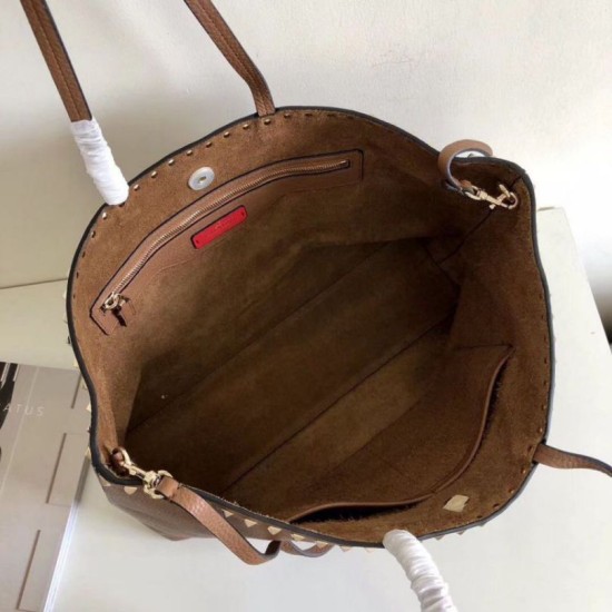 Replica Valentino Rockstud Shopping Bora Pari Grande Marrone Riproduzione Fedele Valentino Rockstud Shopping Bora Pari replica Grande Marrone imitazioni
