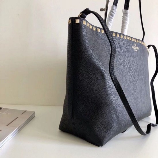 Replica Valentino Rockstud Shopping Borsa Grande Nero Riproduzione Fedele Valentino Rockstud Shopping Borsa Grande Nero imitazioni