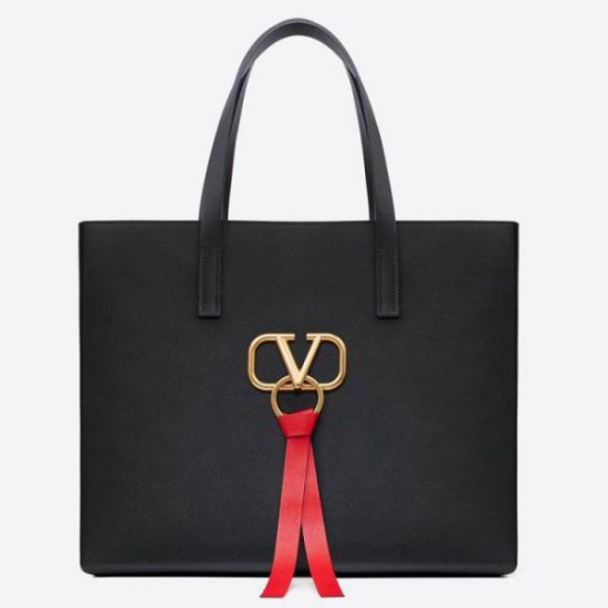 Replica Valentino Garavani Nero Grande Vring Shopping Tote Riproduzione Fedele Valentino Garavani Nero Grande Vring Shopping Tote imitazioni