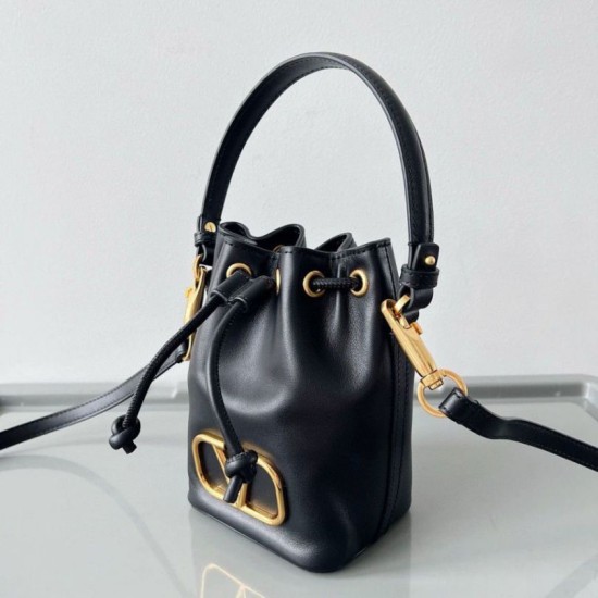 Replica Perfette Valentino VLogo Signature Mini Bucket Borse Imitazioni Nero Calfskin imitazioni