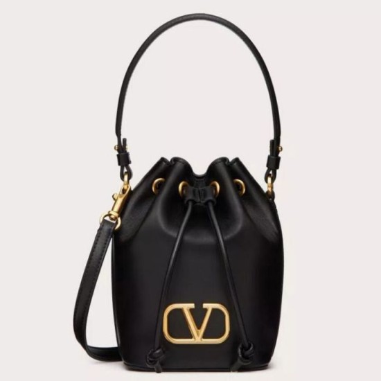 Replica Perfette Valentino VLogo Signature Mini Bucket Borse Imitazioni Nero Calfskin imitazioni