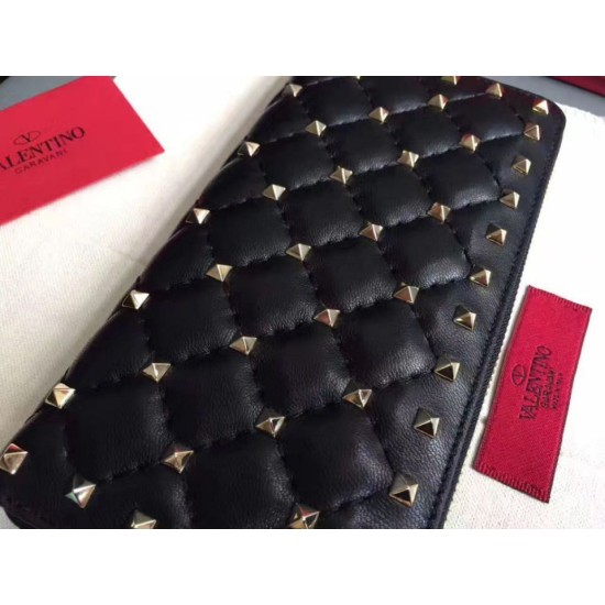 Replica fedele Valentino Rockstud Spike Zip Portafoglio Noir Agnello Riproduzione Fedele fedele Valentino Rockstud Spike Zip Portafoglio Noir Agnello imitazioni