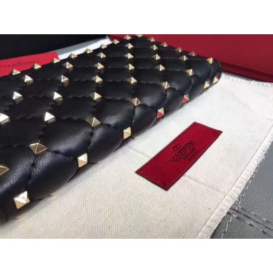 Replica fedele Valentino Rockstud Spike Zip Portafoglio Noir Agnello Riproduzione Fedele fedele Valentino Rockstud Spike Zip Portafoglio Noir Agnello imitazioni