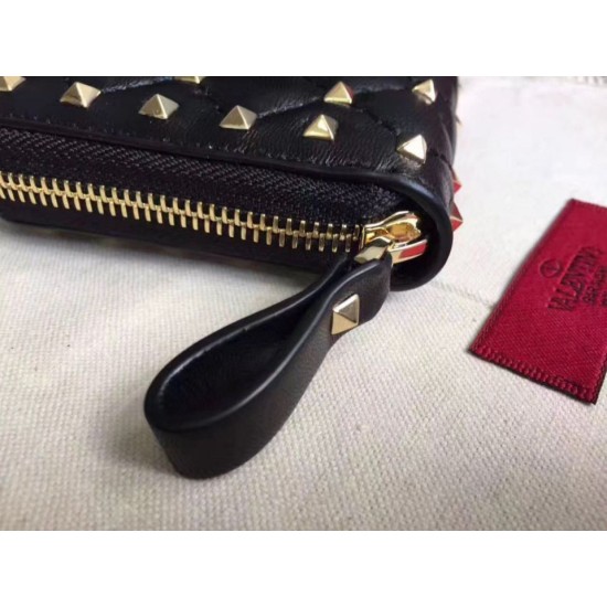 Replica fedele Valentino Rockstud Spike Zip Portafoglio Noir Agnello Riproduzione Fedele fedele Valentino Rockstud Spike Zip Portafoglio Noir Agnello imitazioni