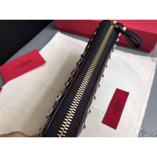 Replica fedele Valentino Rockstud Spike Zip Portafoglio Noir Agnello Riproduzione Fedele fedele Valentino Rockstud Spike Zip Portafoglio Noir Agnello imitazioni