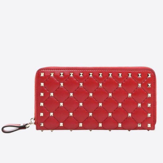 Replica Valentino Rockstud Spike Zip Portafoglio Rosso Agnello Riproduzione Fedele Valentino Rockstud Spike Zip Portafoglio Rosso Agnello imitazioni