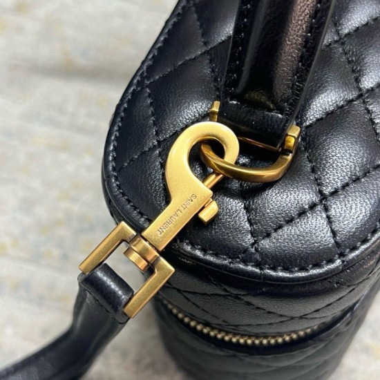 Replica Borse mini Saint Laurent Gaby Vanity agnello nera Riproduzione Fedele Borse Replica mini Saint Laurent Gaby Vanity agnello nera imitazioni