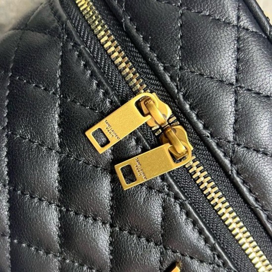 Replica Borse mini Saint Laurent Gaby Vanity agnello nera Riproduzione Fedele Borse Replica mini Saint Laurent Gaby Vanity agnello nera imitazioni