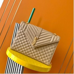 Replica Borsa Saint Laurent Envelope grande martellata beige matelassé Riproduzione Fedele Borsa Saint Laurent Envelope grande martellata beige matelassé imitazioni