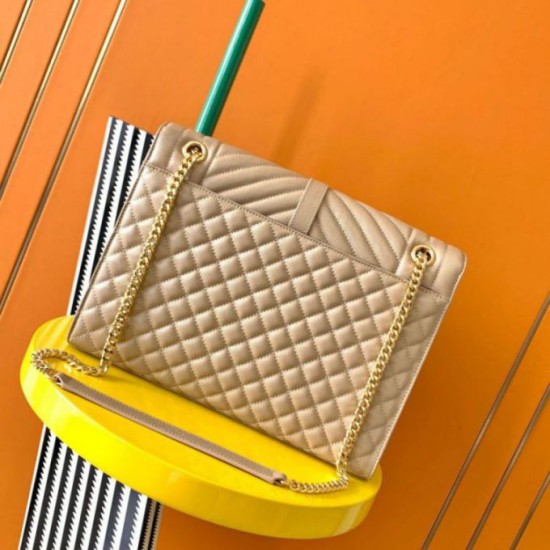 Replica Borsa Saint Laurent Envelope grande martellata beige matelassé Riproduzione Fedele Borsa Saint Laurent Envelope grande martellata beige matelassé imitazioni