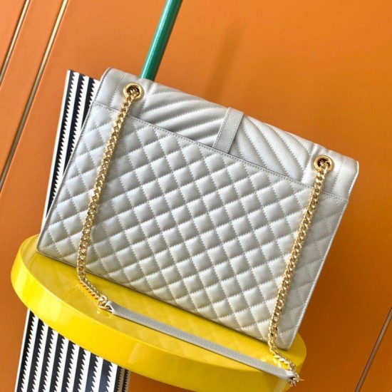 Riproduzione Fedele Borse Replica grande Saint Laurent Envelope matelassé bianca imitazioni