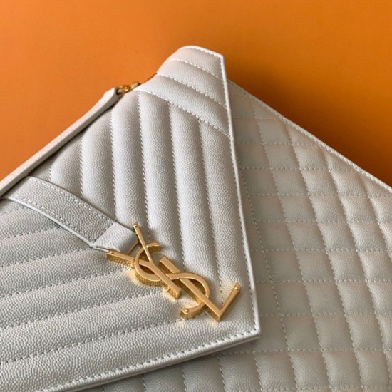 Riproduzione Fedele Borse Replica grande Saint Laurent Envelope matelassé bianca imitazioni