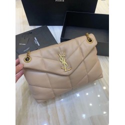 Borsa piccola Saint Laurent Borsa Loulou Puffer agnello beige Borsa piccola Saint Laurent Borsa Loulou Puffer agnello beige