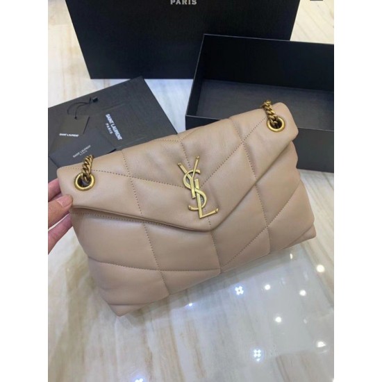 Replica Borsa piccola Saint Laurent Borsa Loulou Puffer agnello beige Riproduzione Fedele Borsa piccola Saint Laurent Borsa Loulou Puffer agnello beige imitazioni