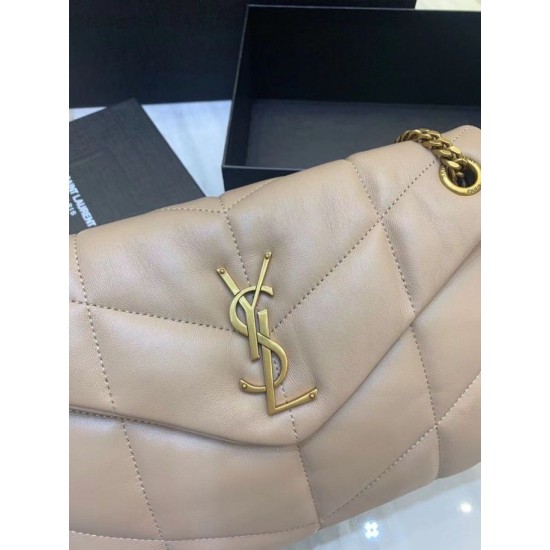 Replica Borsa piccola Saint Laurent Borsa Loulou Puffer agnello beige Riproduzione Fedele Borsa piccola Saint Laurent Borsa Loulou Puffer agnello beige imitazioni
