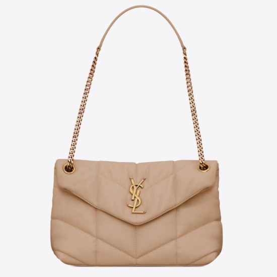 Replica Borsa piccola Saint Laurent Borsa Loulou Puffer agnello beige Riproduzione Fedele Borsa piccola Saint Laurent Borsa Loulou Puffer agnello beige imitazioni