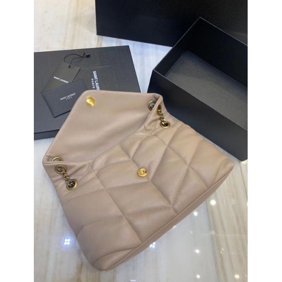 Replica Borsa piccola Saint Laurent Borsa Loulou Puffer agnello beige Riproduzione Fedele Borsa piccola Saint Laurent Borsa Loulou Puffer agnello beige imitazioni