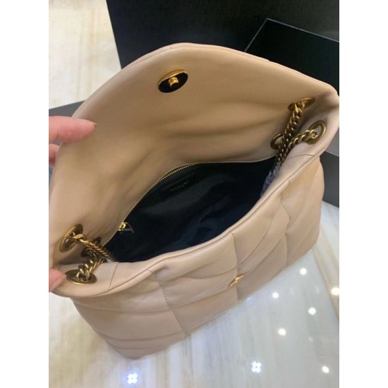 Replica Borsa piccola Saint Laurent Borsa Loulou Puffer agnello beige Riproduzione Fedele Borsa piccola Saint Laurent Borsa Loulou Puffer agnello beige imitazioni