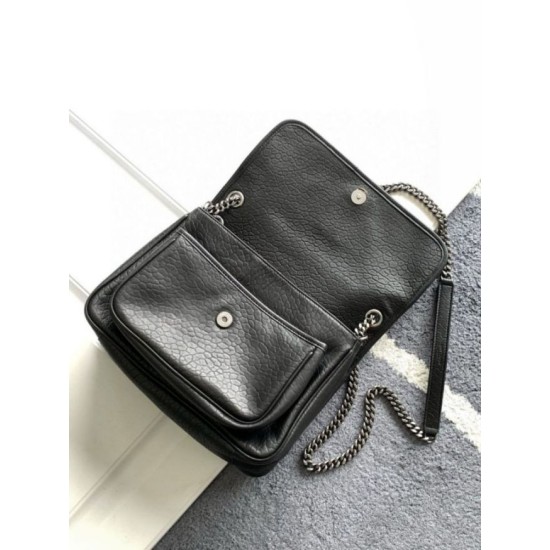 Replica Borsa media Saint Laurent Niki a catena agnello martellata nera Riproduzione Fedele Borsa media Saint Laurent Niki a catena agnello martellata nera imitazioni