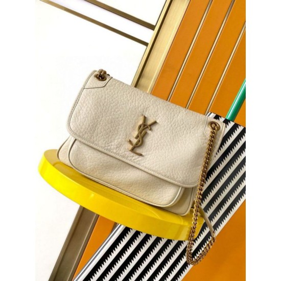 Replica Borsa media Saint Laurent Niki a catena agnello martellata bianca Riproduzione Fedele Borsa media Saint Laurent Niki a catena agnello martellata bianca imitazioni