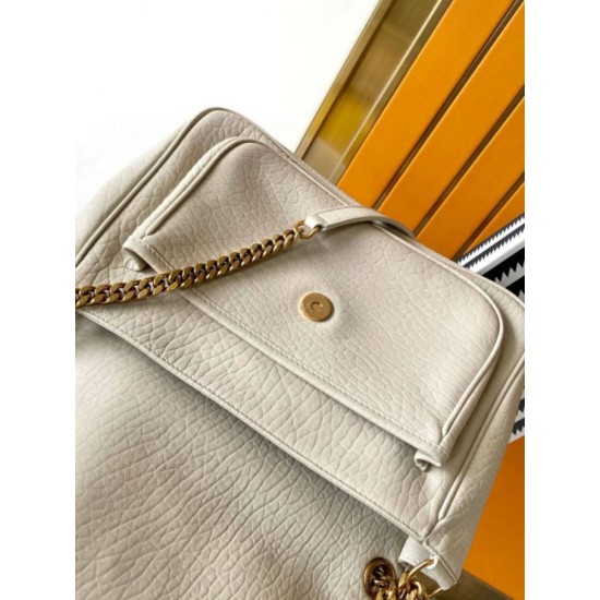 Replica Borsa media Saint Laurent Niki a catena agnello martellata bianca Riproduzione Fedele Borsa media Saint Laurent Niki a catena agnello martellata bianca imitazioni