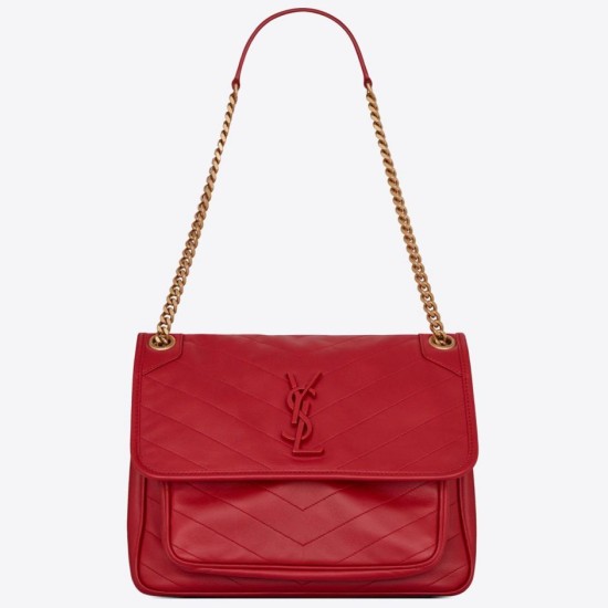 Replica Borsa media Saint Laurent Niki agnello rossa Riproduzione Fedele Borsa media Saint Laurent Niki agnello rossa imitazioni