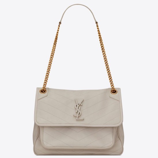 Replica Borsa media Saint Laurent Niki agnello bianca Riproduzione Fedele Borsa media Saint Laurent Niki agnello bianca imitazioni