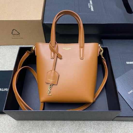 Replica Borsa shopping Saint Laurent Mini Toy vitello marrone Riproduzione Fedele Borsa shopping Saint Laurent Mini Toy vitello marrone imitazioni