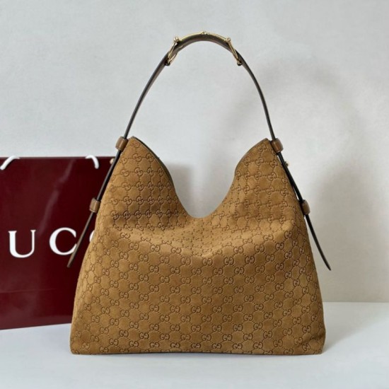 Replica Gucci 850546 850926 borsa tote grande Beatrix in pelle scamosciata Marrone