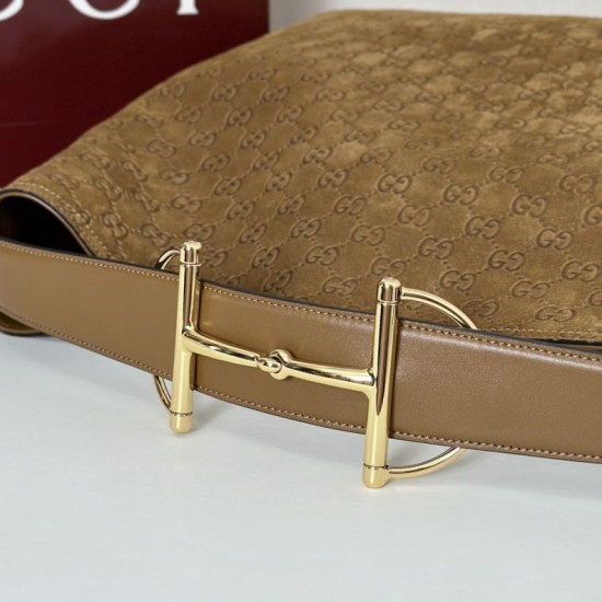 Replica Gucci 850546 850926 borsa tote grande Beatrix in pelle scamosciata Marrone