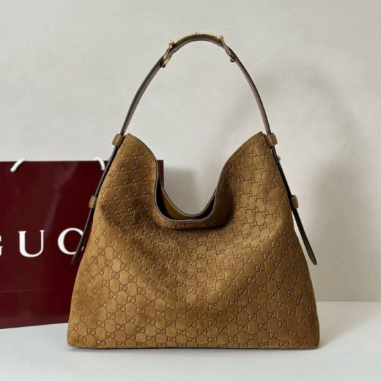 Replica Gucci 850546 850926 borsa tote grande Beatrix in pelle scamosciata Marrone