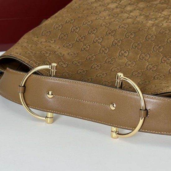 Replica Gucci 850546 850926 borsa tote grande Beatrix in pelle scamosciata Marrone