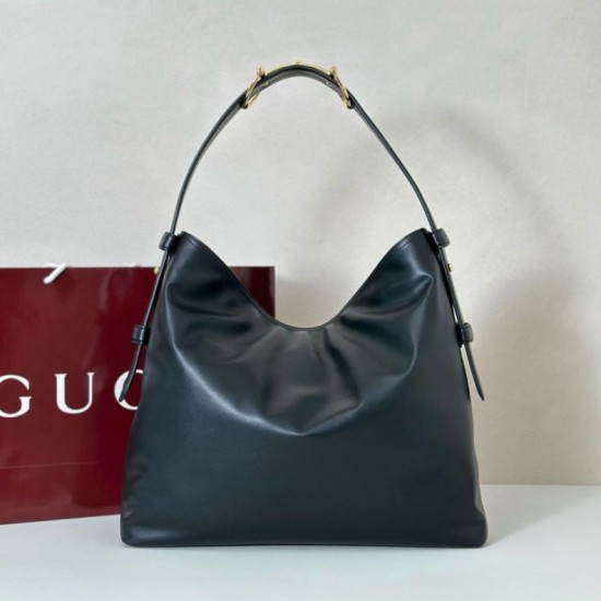 Replica Gucci 850546 850926 borsa tote grande Beatrix in morbida pelle liscia Nero