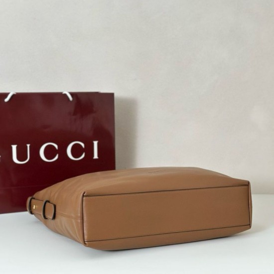 Replica Gucci 850546 850926 borsa tote grande Beatrix in morbida pelle liscia Marrone