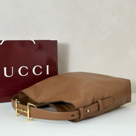 Replica Gucci 850546 850926 borsa tote grande Beatrix in morbida pelle liscia Marrone